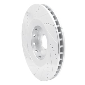 Cadillac CTS Brake Rotor (1) - Front Right - R1 Concepts - Drilled & Slotted - Silver - `09-`15